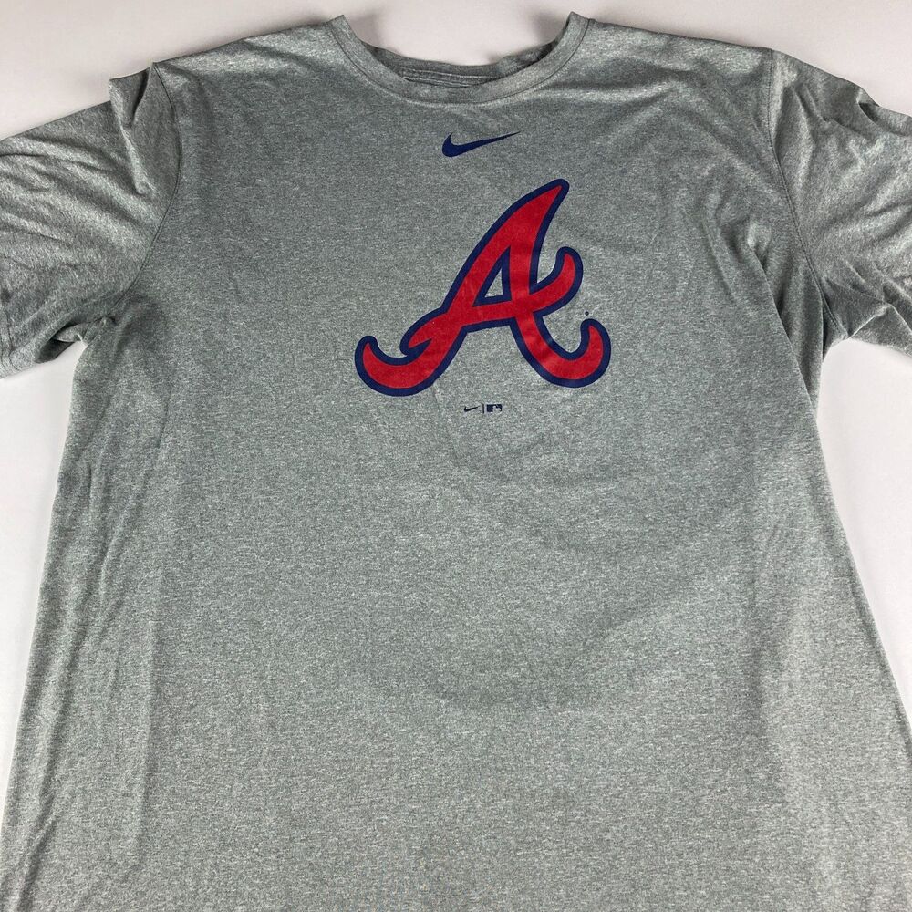 Nike Atlanta Braves T Shirt Mens XL Gray Dri Fit MLB Baseball Tee - Picture 2 of 7